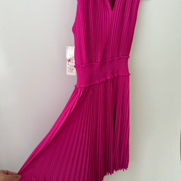 NANETTE LEPORE Christa A-Line Pleated Midi Dress Pink 8 NWT - Picture 7 of 9